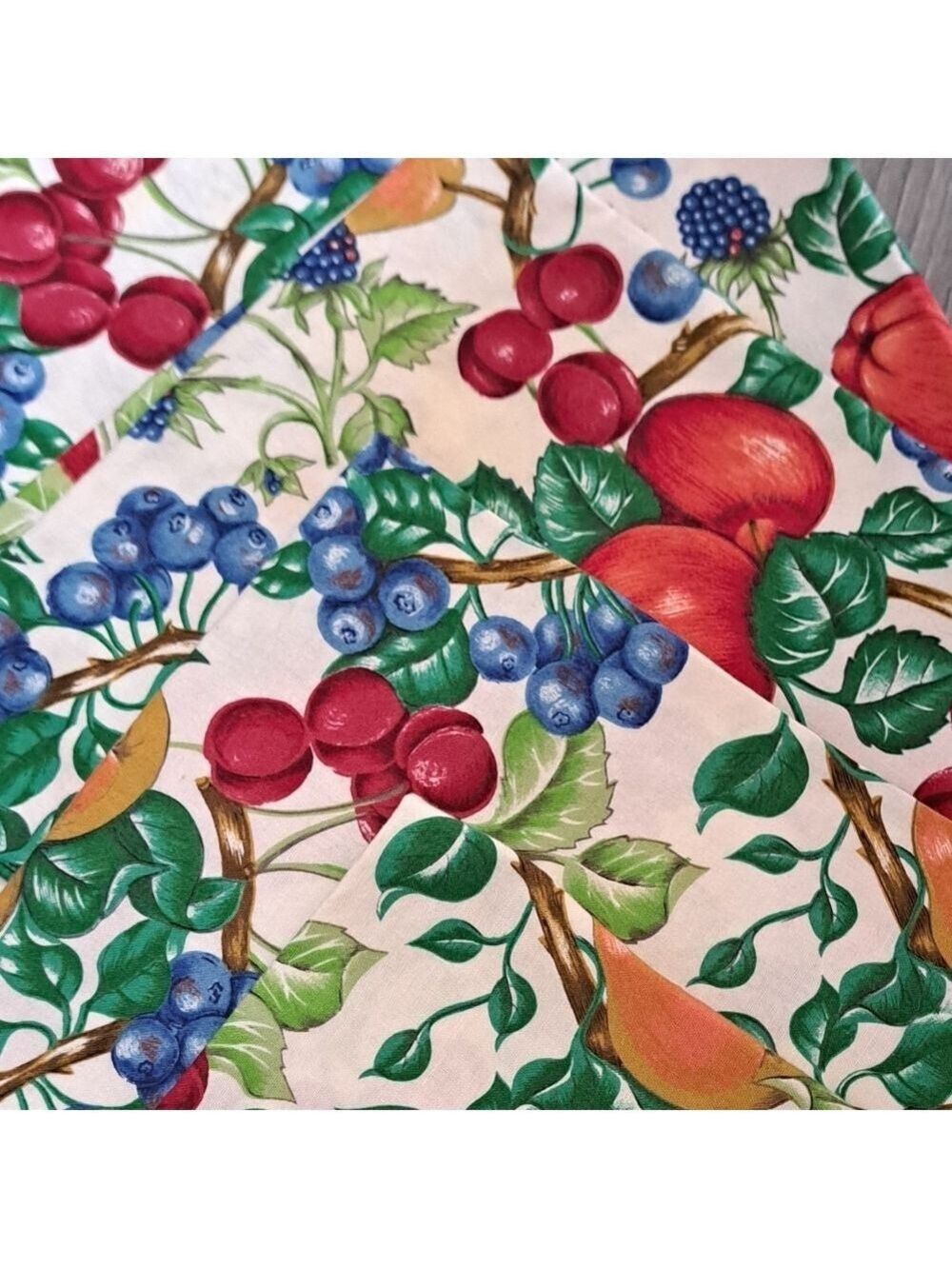 VTG KAY DEE RHAPSODY quilted fruit orchard placements napkins farmhouse USA - Picture 8 of 9